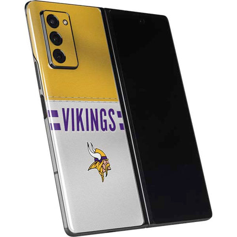 NFL Minnesota Vikings White Striped Galaxy Z Fold2 5G Skin