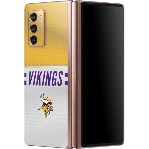 NFL Minnesota Vikings White Striped Galaxy Z Fold2 5G Skin