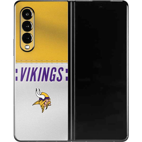 NFL Minnesota Vikings White Striped Galaxy Z Fold3 5G Skin