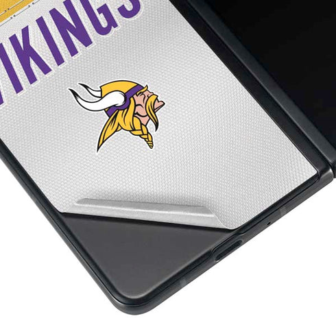 NFL Minnesota Vikings White Striped Galaxy Z Fold3 5G Skin