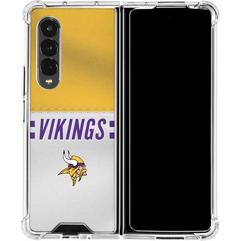 NFL Minnesota Vikings White Striped Galaxy Z Fold4 5G Clear Case