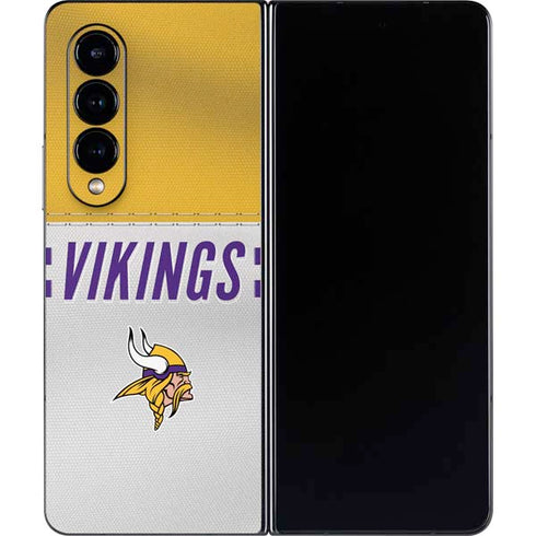 NFL Minnesota Vikings White Striped Galaxy Z Fold4 5G Skin