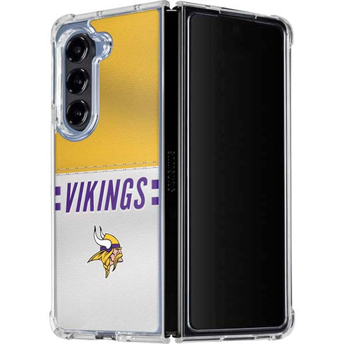 NFL Minnesota Vikings White Striped Galaxy Z Fold5 5G Clear Case