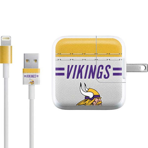 NFL Minnesota Vikings White Striped iPad Charger (10W USB) Skin