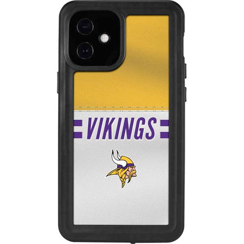 NFL Minnesota Vikings White Striped iPhone 12 Mini Waterproof Case