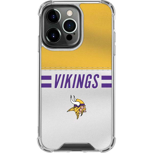 NFL Minnesota Vikings White Striped iPhone 14 Pro Clear Case