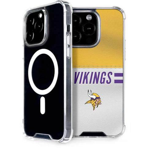 NFL Minnesota Vikings White Striped iPhone 15 Pro MagSafe Case