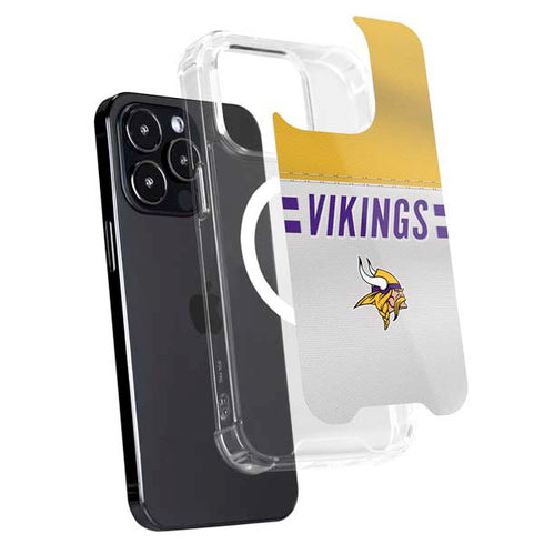 NFL Minnesota Vikings White Striped iPhone 15 Pro MagSafe Case