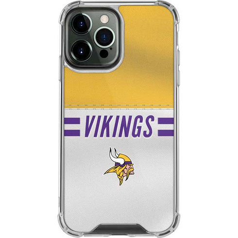 NFL Minnesota Vikings White Striped iPhone 14 Pro Max Clear Case