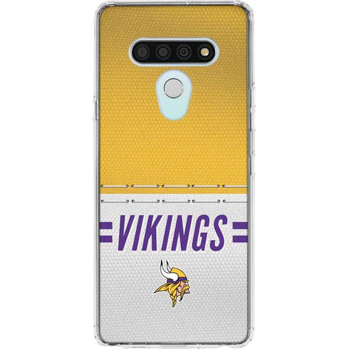 NFL Minnesota Vikings White Striped LG Stylo 6 Clear Case