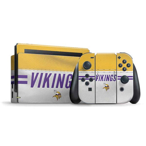 NFL Minnesota Vikings White Striped Nintendo Switch Bundle Skin