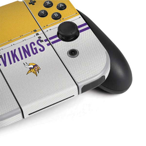 NFL Minnesota Vikings White Striped Nintendo Switch OLED (2021) Skin