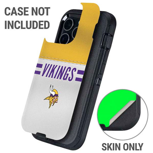 NFL Minnesota Vikings White Striped Otterbox Defender iPhone Skin