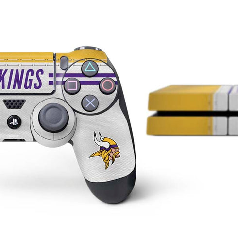 NFL Minnesota Vikings White Striped PS4 Console and Controller Bundle Skin