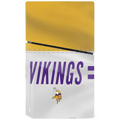 NFL Minnesota Vikings White Striped PS5 Slim Disk Console Skin