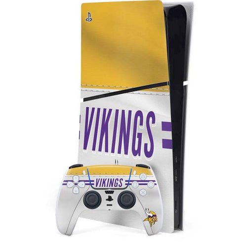 NFL Minnesota Vikings White Striped PS5 Slim Digital Edition Console Skin