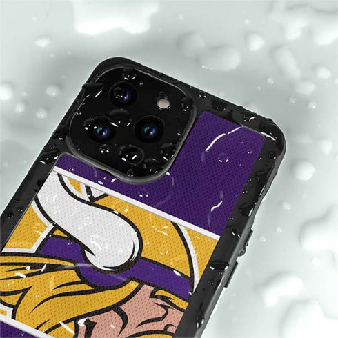 NFL Minnesota Vikings Zone Block iPhone 14 Pro Waterproof Case