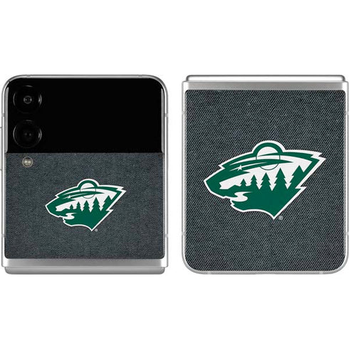 NHL Minnesota Wild Black Background Galaxy Z Flip4 5G Skin
