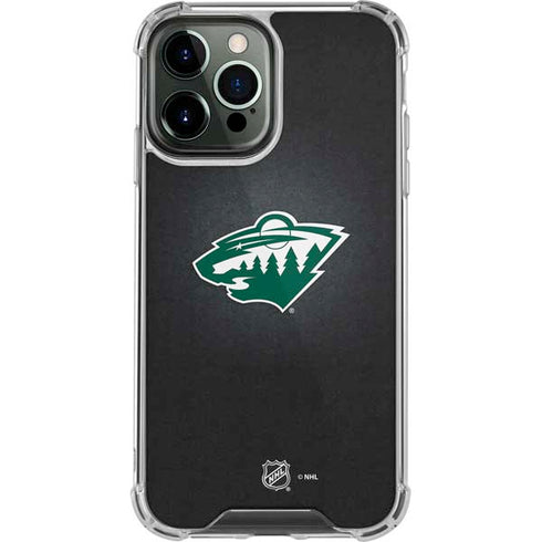NHL Minnesota Wild Black Background iPhone 14 Pro Max Clear Case