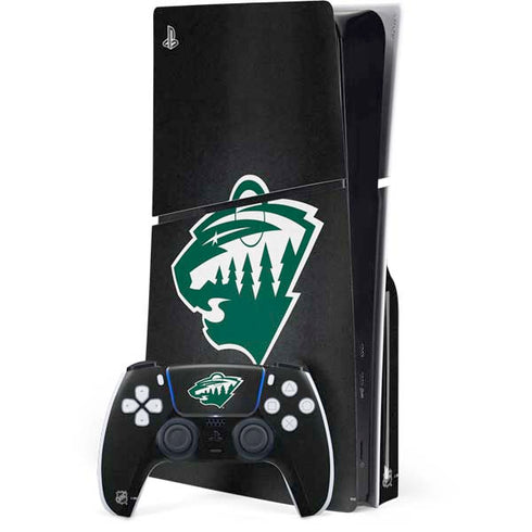 NHL Minnesota Wild Black Background PS5 Slim Disk Bundle Skin