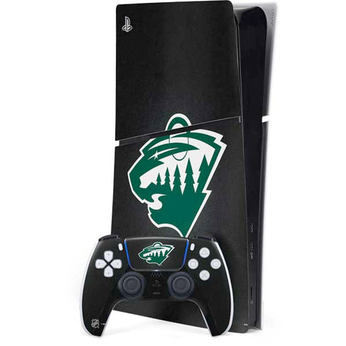 NHL Minnesota Wild Black Background PS5 Slim Digital Edition Bundle Skin