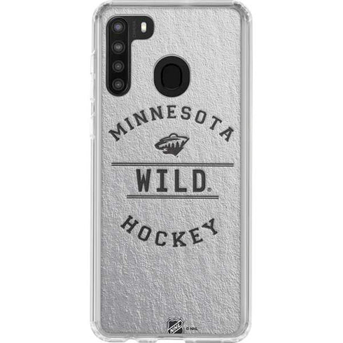 NHL Minnesota Wild Black Text Galaxy A21 Clear Case