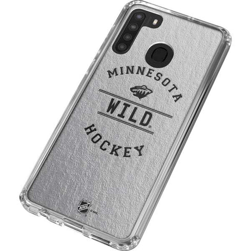NHL Minnesota Wild Black Text Galaxy A21 Clear Case