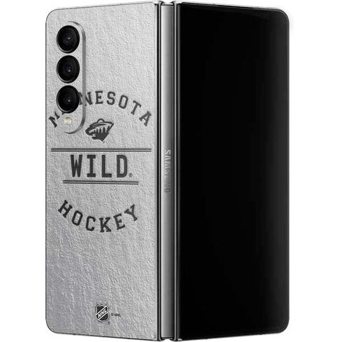 NHL Minnesota Wild Black Text Galaxy Z Fold4 5G Skin