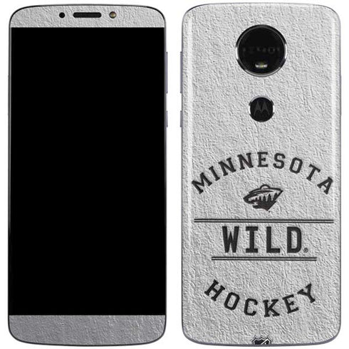 NHL Minnesota Wild Black Text Moto E5 Plus Skin