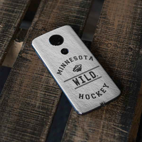 NHL Minnesota Wild Black Text Moto E5 Plus Skin
