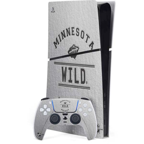 NHL Minnesota Wild Black Text PS5 Slim Digital Edition Console Skin
