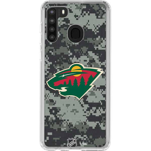 NHL Minnesota Wild Camo Galaxy A21 Clear Case