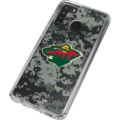 NHL Minnesota Wild Camo Galaxy A21 Clear Case