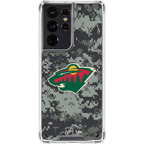NHL Minnesota Wild Camo Galaxy S21 Ultra 5G Clear Case
