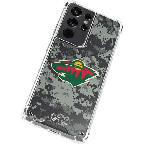 NHL Minnesota Wild Camo Galaxy S21 Ultra 5G Clear Case