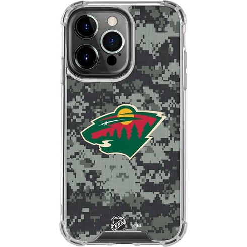 NHL Minnesota Wild Camo iPhone 14 Pro Clear Case