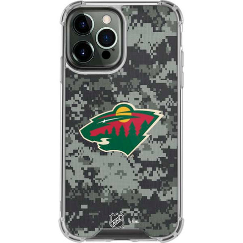 NHL Minnesota Wild Camo iPhone 14 Pro Max Clear Case