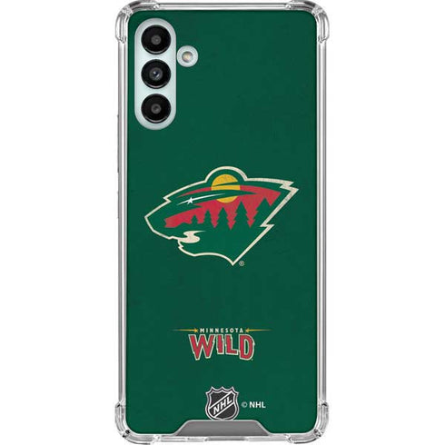 NHL Minnesota Wild Distressed Galaxy A13 5G Clear Case