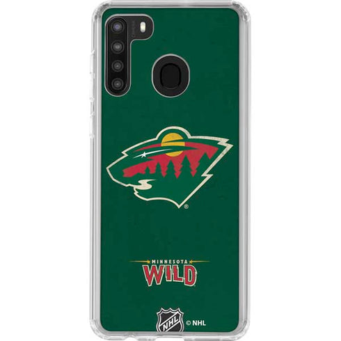 NHL Minnesota Wild Distressed Galaxy A21 Clear Case