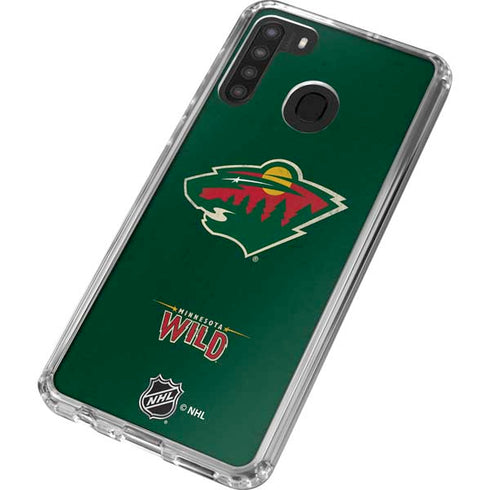 NHL Minnesota Wild Distressed Galaxy A21 Clear Case