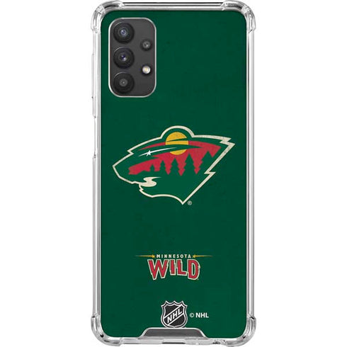 NHL Minnesota Wild Distressed Galaxy A32 5G Clear Case