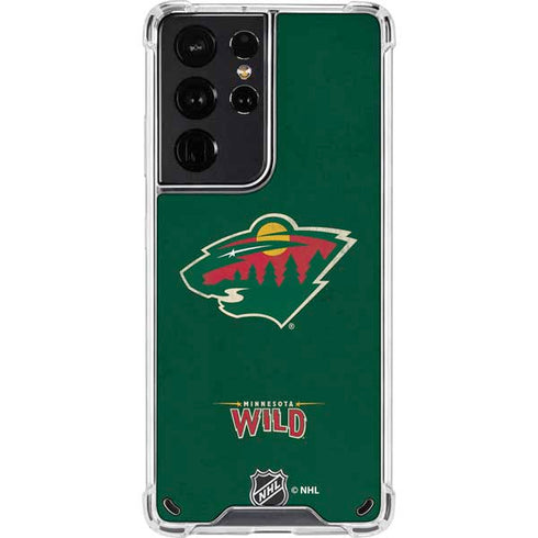 NHL Minnesota Wild Distressed Galaxy S21 Ultra 5G Clear Case