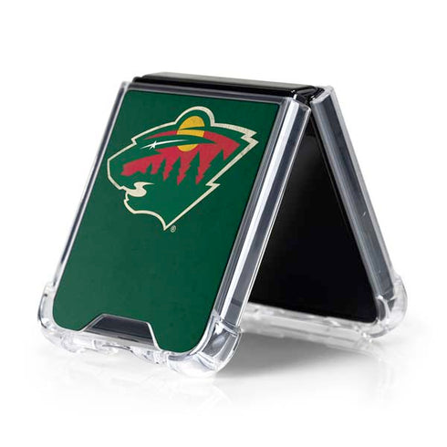 NHL Minnesota Wild Distressed Galaxy Z Flip5 5G Clear Case