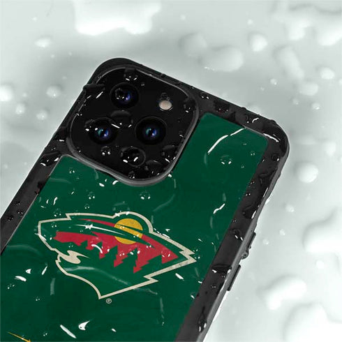 NHL Minnesota Wild Distressed iPhone 14 Pro Max Waterproof Case