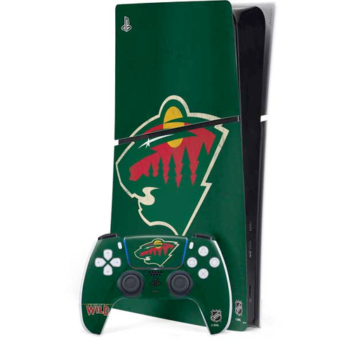 NHL Minnesota Wild Distressed PS5 Slim Digital Edition Console Skin