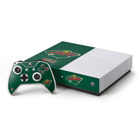 NHL Minnesota Wild Distressed Xbox One S Console and Controller Bundle Skin