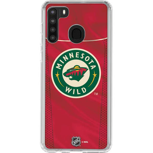 NHL Minnesota Wild Home Jersey Galaxy A21 Clear Case