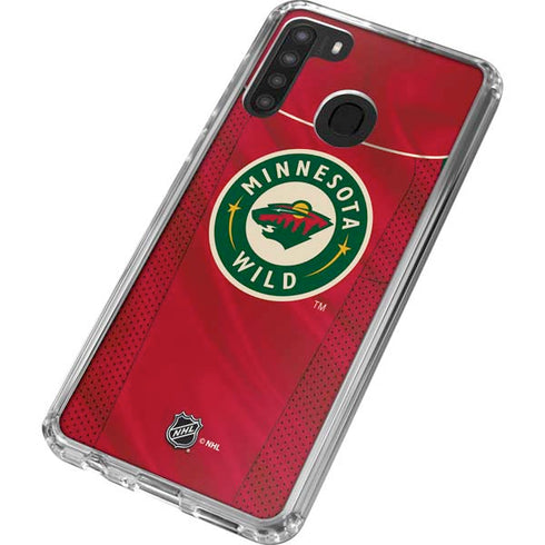 NHL Minnesota Wild Home Jersey Galaxy A21 Clear Case