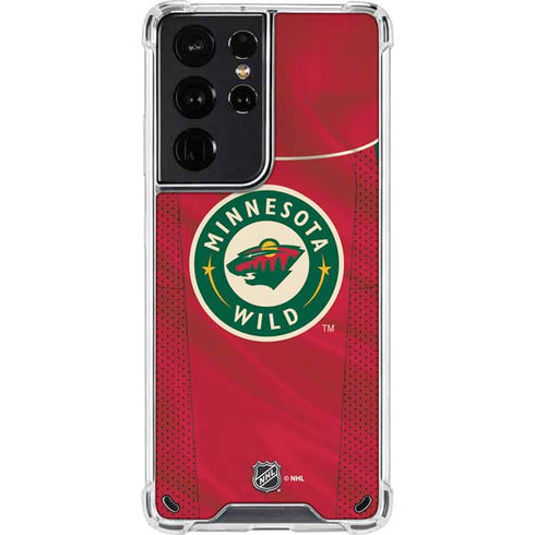 NHL Minnesota Wild Home Jersey Galaxy S21 Ultra 5G Clear Case