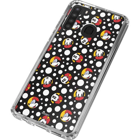 Disney Minnie Mouse Bubbles Face Pattern Galaxy A21 Clear Case